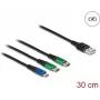 DeLOCK USB Charging Cable 3 in 1 Type-A to Micro USB / 2 x USB Type-C 30 cm