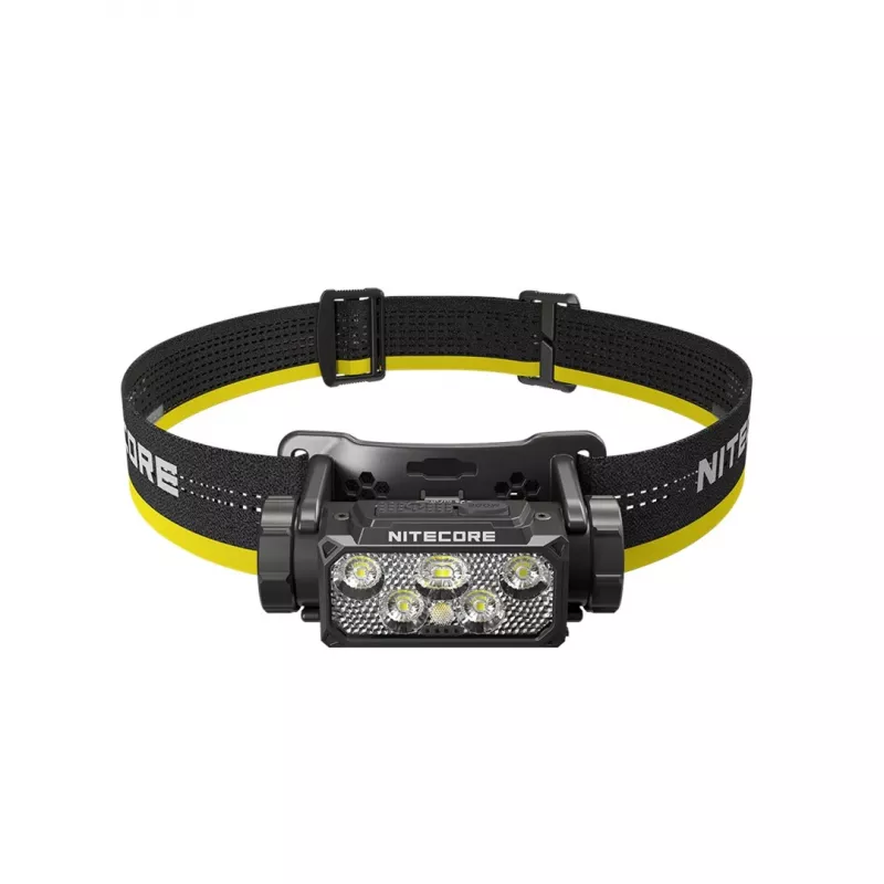 Headband flashlight Nitecore HC60 UHE with 4000 mAh battery, 6-LED, waterproof, shockproof, black/yellow