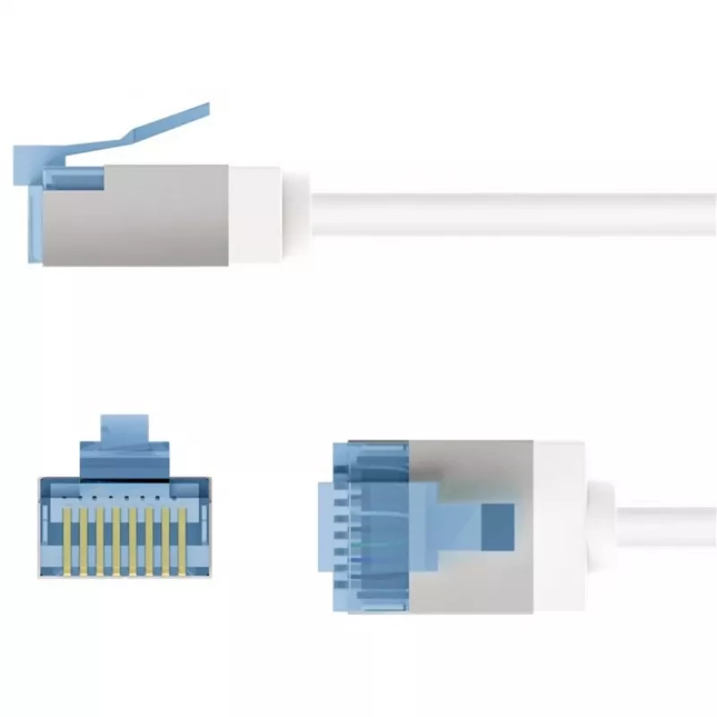 Ultra-Flexible Cat.6a Patch Cable slim, U/FTP (White, 0,5 Meter, extra-short plug)