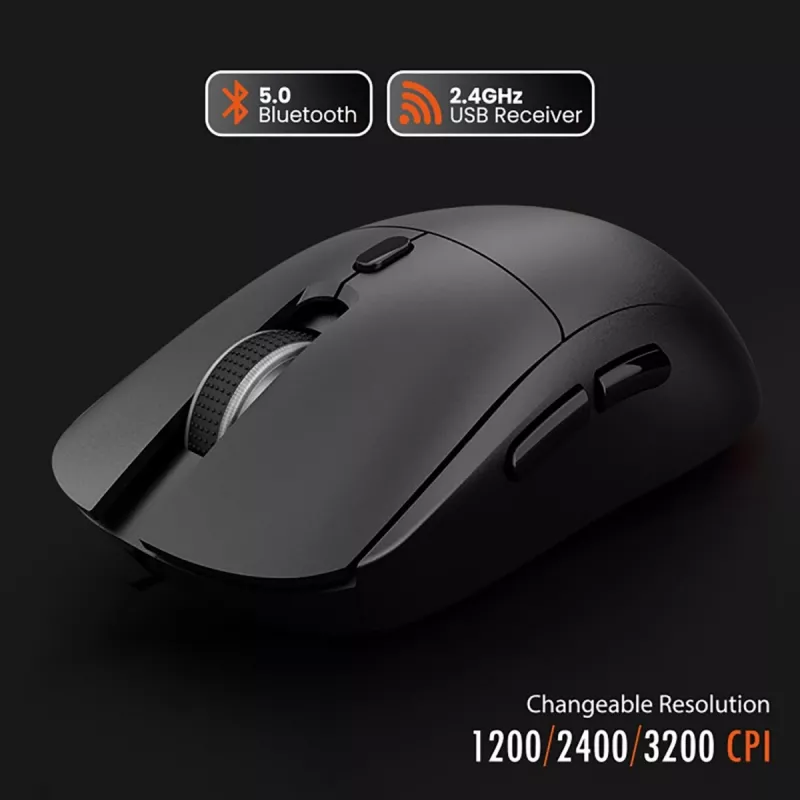 Wireless mouse MEDIA-TECH MT1124 BT/RF Silent & Recharge — ambidextrous, 3200 DPI, Bluetooth + 2.4 GHz USB, 6 buttons, rechargeable