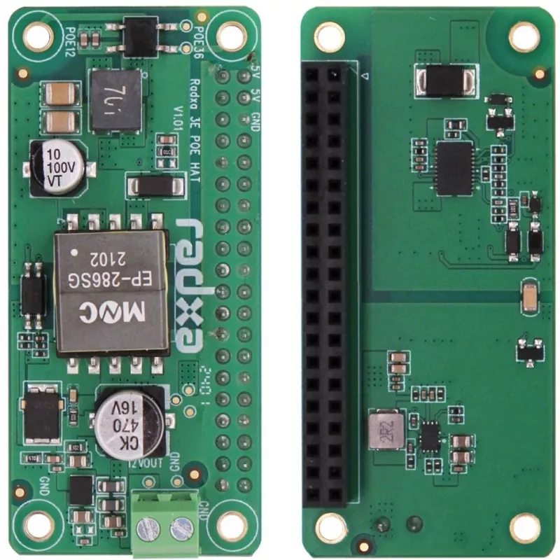 PoE HAT ALLNET RA023 for RADXA Zero 3E — 802.3af compatible power-over-Ethernet module