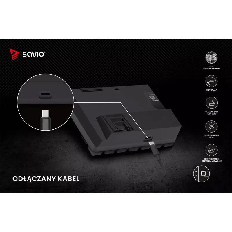 Mechanical Gaming Keyboard SAVIO BLACKOUT X2 BROWN 61-key 60% USB QWERTY RGB Outemu Brown