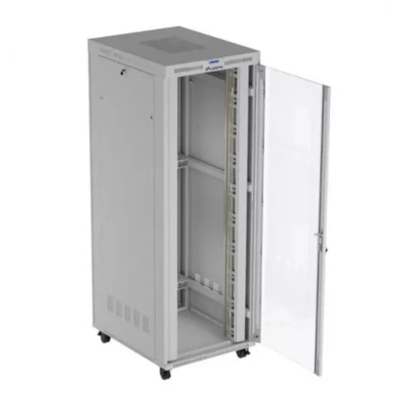 Rack cabinet LANBERG FF01-8047-12SL 47U 800x1000 mm grey with front and rear glass doors and LCD panel space