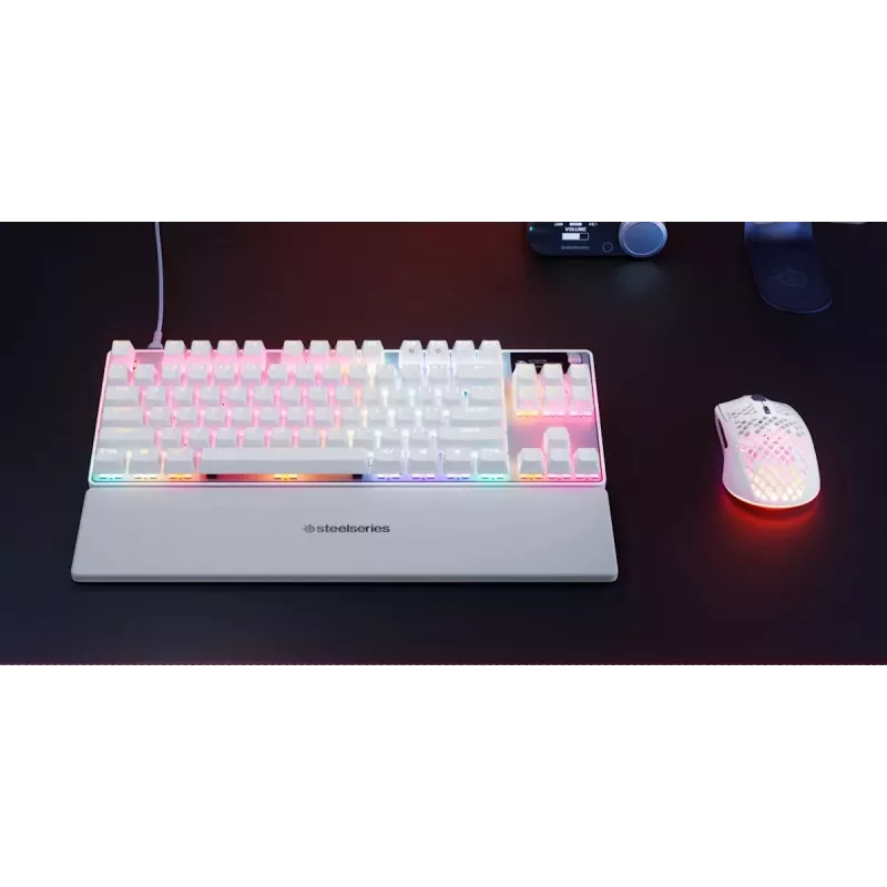 Mechanical TKL Gaming Keyboard STEELSERIES Apex Pro TKL Gen 3 White — US layout, RGB, adjustable switches