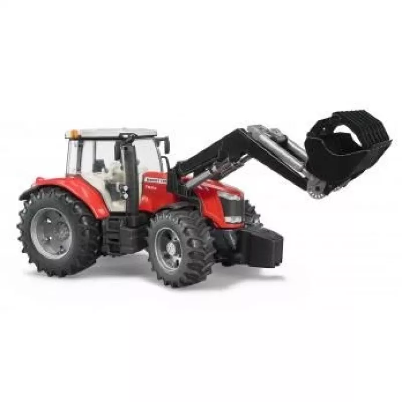 Toy tractor BRUDER Massey Ferguson 7624 with frontloader, red, for ages 3+