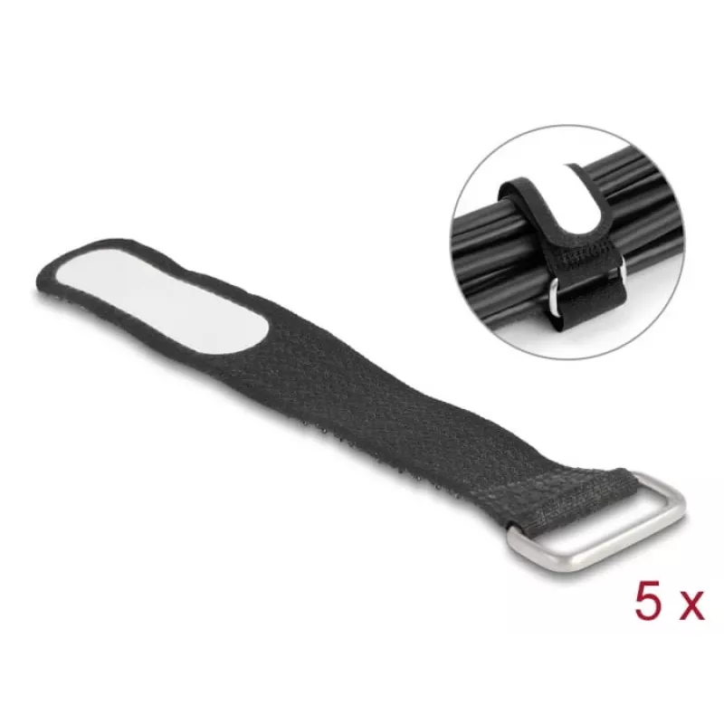 Cable tie mount DeLOCK 19603 Hook-and-loop black 127x20mm 5pcs