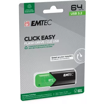 USB Flash Drive Emtec 64GB USB Type-A 3.2 Gen 1 Click Easy