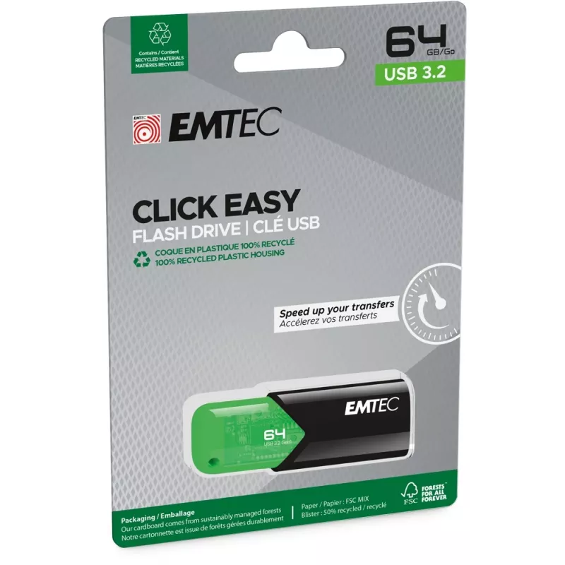 USB Flash Drive Emtec 64GB USB Type-A 3.2 Gen 1 Click Easy