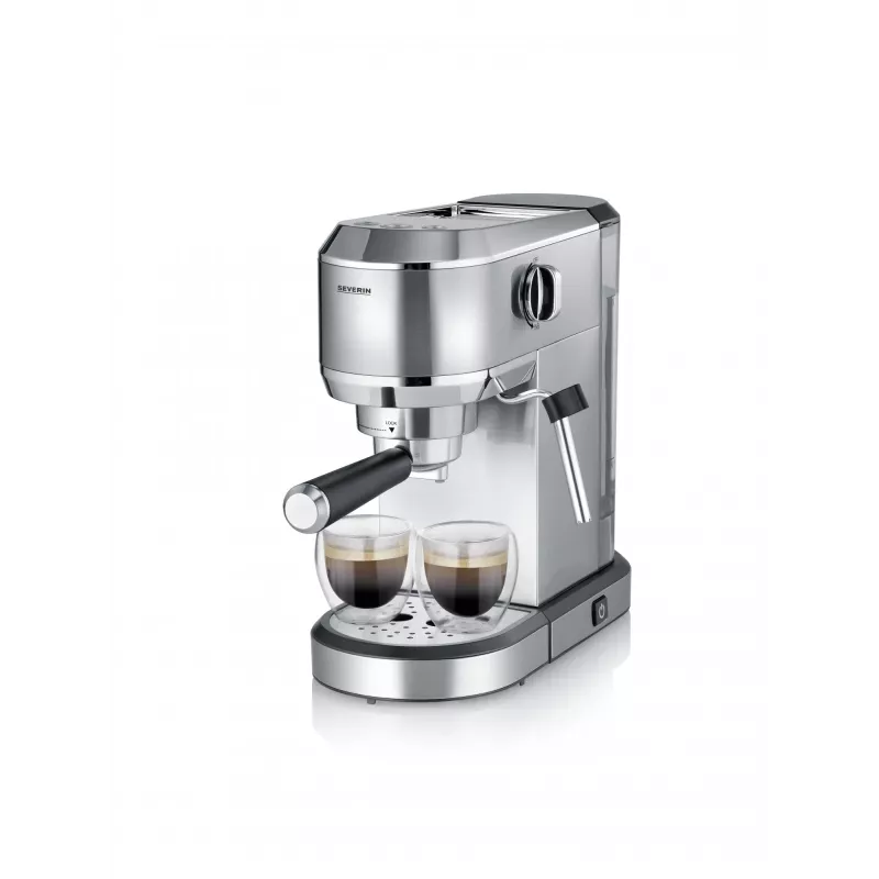 Espresso machine SEVERIN Newspresa KA 5997 — semi-automatic, 1 L water tank, 1350 W, ground coffee input, black/brushed steel/chrome