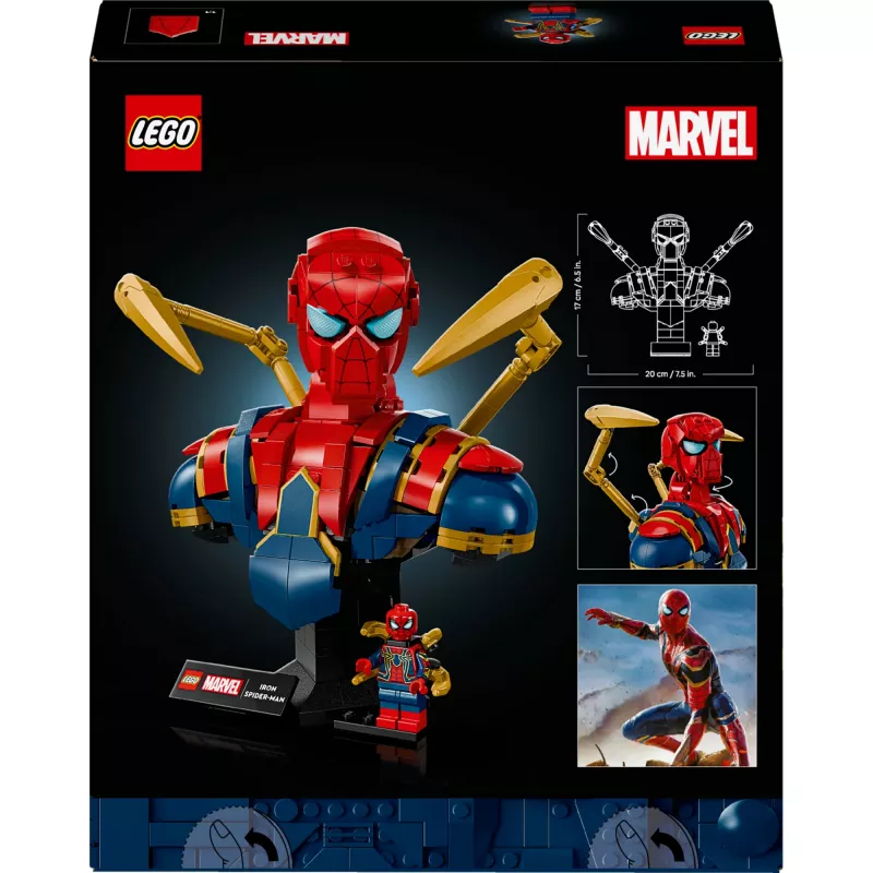 LEGO Marvel collectible bust Iron Spider-Man 76326, 379 pieces, 18+ display model, 170×200×110 mm