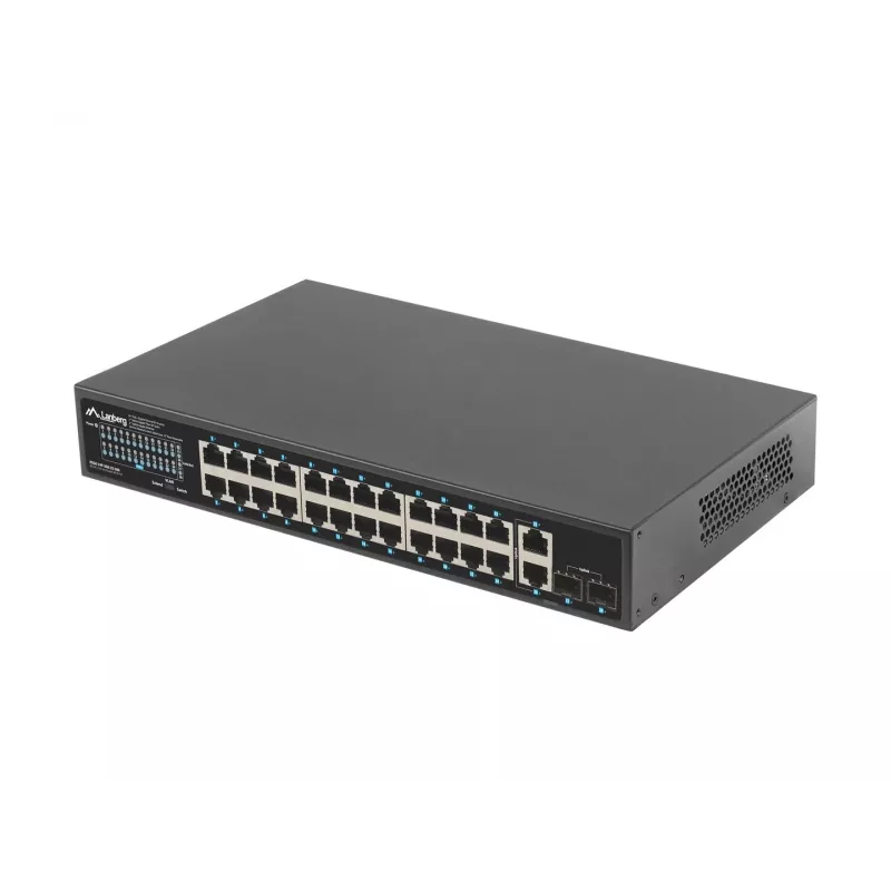 Unmanaged LANBERG switch RSGE-24P-2GE-2S-360 with 24 RJ-45 Ethernet ports