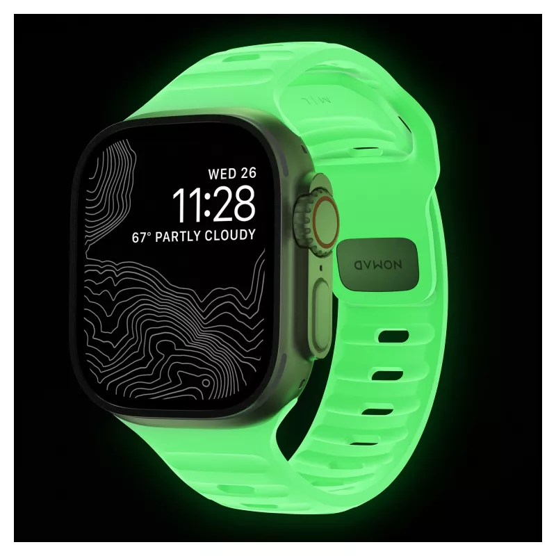 Band Nomad Sport Band Light Green Rubber — width 21.5 mm, wrist 160–195 mm