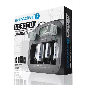 Battery charger everActive NC-900U Universal DC — charges AA, AAA, C, D, 9V, up to 6 cells, black