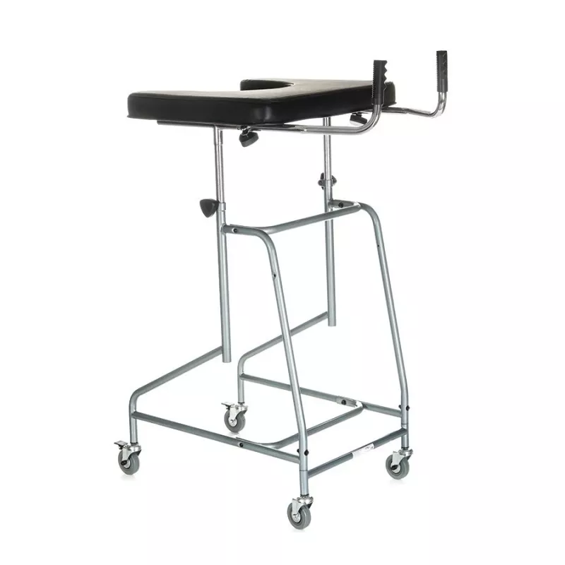 Four-wheeled support walker VITEA CARE VCBK2A with adjustable height, folding steel frame, brakes, 4 rubber wheels, max load 125 kg