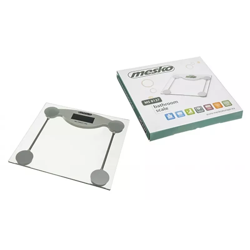 Electronic personal scale Mesko MS 8137 — 150 kg capacity, 100 g accuracy, white/transparent