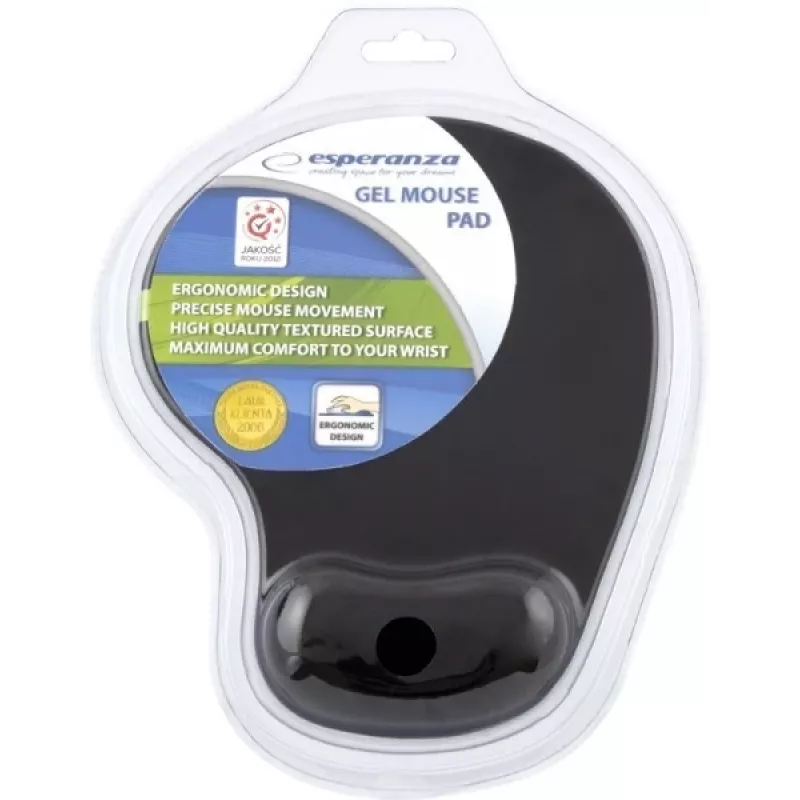 Mouse pad ESPERANZA EA137K with gel wrist rest, black, non-slip base, universal use