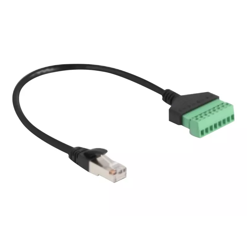 DeLOCK RJ45 Cable Cat.6 plug to Terminal Block Adapter 30 cm Black Green