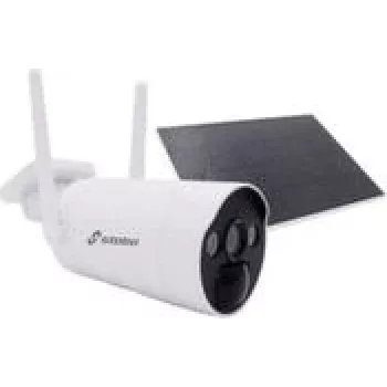 Bullet IP security camera Stabo 51138 — 1280×720 px, 110° FOV, ceiling mount, solar power, black/white