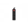 Power strip 3m, black, 3 sockets, with switch, cable made of solid copper