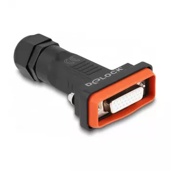 DeLOCK D-Sub HD 26 pin female connector IP67 waterproof black orange