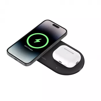 Belkin WIZ021VFBK - 2-in-1 wireless charging pad with Qi2 technology 15 W, black