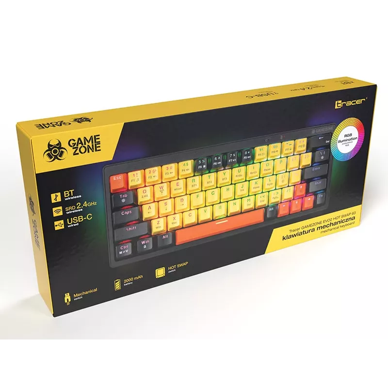 Mechanical Keyboard Tracer Gamezone EVO2 Hot Swap 63 (Yellow)