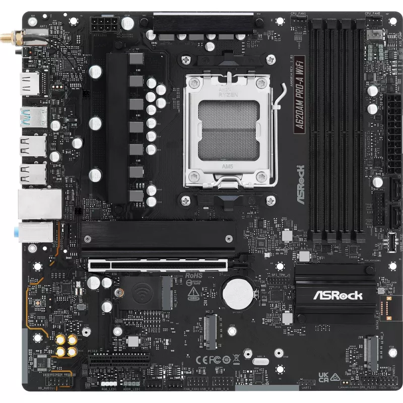 Motherboard ASRock A620AM Pro-A WiFi AM5 mATX — AMD A620, Socket AM5, DDR5 up to 256 GB, Wi‑Fi 6E, 2.5Gb LAN, HDMI 2.1
