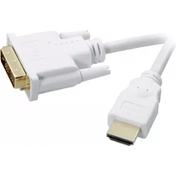 SpeaKa Professional DVI / HDMI Adapter Cable DVI-D 18+1pol. Plug, HDMI-A Plug 2.00 m White SP-7870336 Gold-Plated Plug Contacts DVI-Cable (SP-7870336)