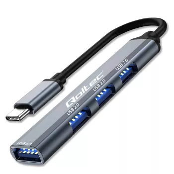 USB hub QOLTEC 53792, USB-C 3.1 to 4‑port (USB 3.0 x1, USB 2.0 x3)