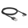 USB 2.0 Cable, USB-A Plug > USB-C Plug (black, 1 Meter, Sleeved, 90° Angled)