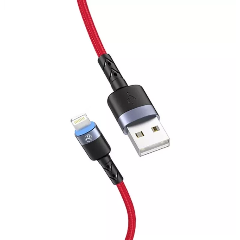 USB to Lightning data cable Tellur, 3A, 1.2 m, LED indicator, red
