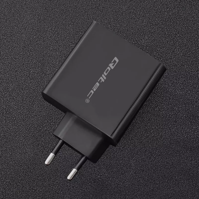 Power adapter QOLTEC 51716 — AC 220–240V to 20V 3A (63W), black, indoor universal charger