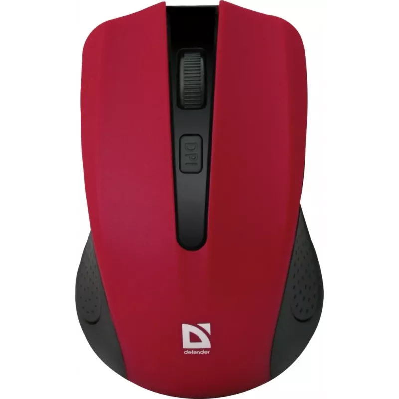 Wireless optical mouse DEFENDER MM-935 RF — ambidextrous, 1600 DPI, red, RF USB receiver, AAA batteries