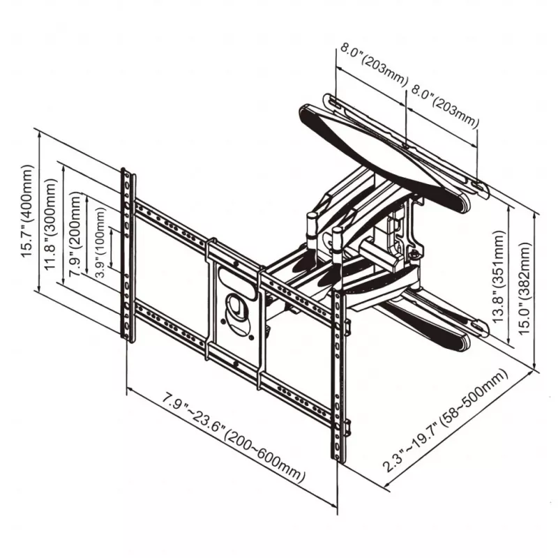 GART LCD/LED TV mount 40-75 45 kg vertical/horizontal adjustment 58-380 mm max VESA 600x400