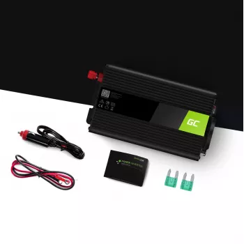 Power inverter Green Cell INV03DE, 12V to 230V, 500 W, 50 Hz, 30 A output, black