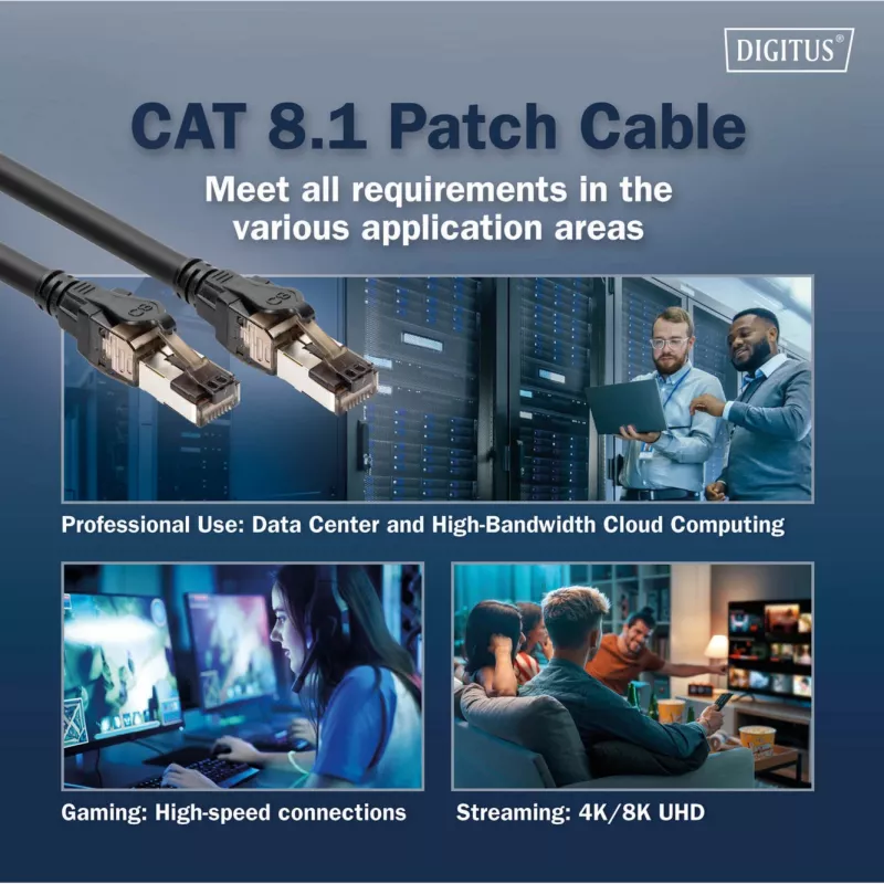 Patch cable Digitus CAT 8.1 S/FTP RJ45 5m Black