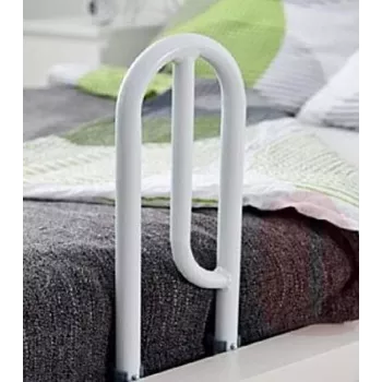 Height-adjustable bedside rail for standing assistance