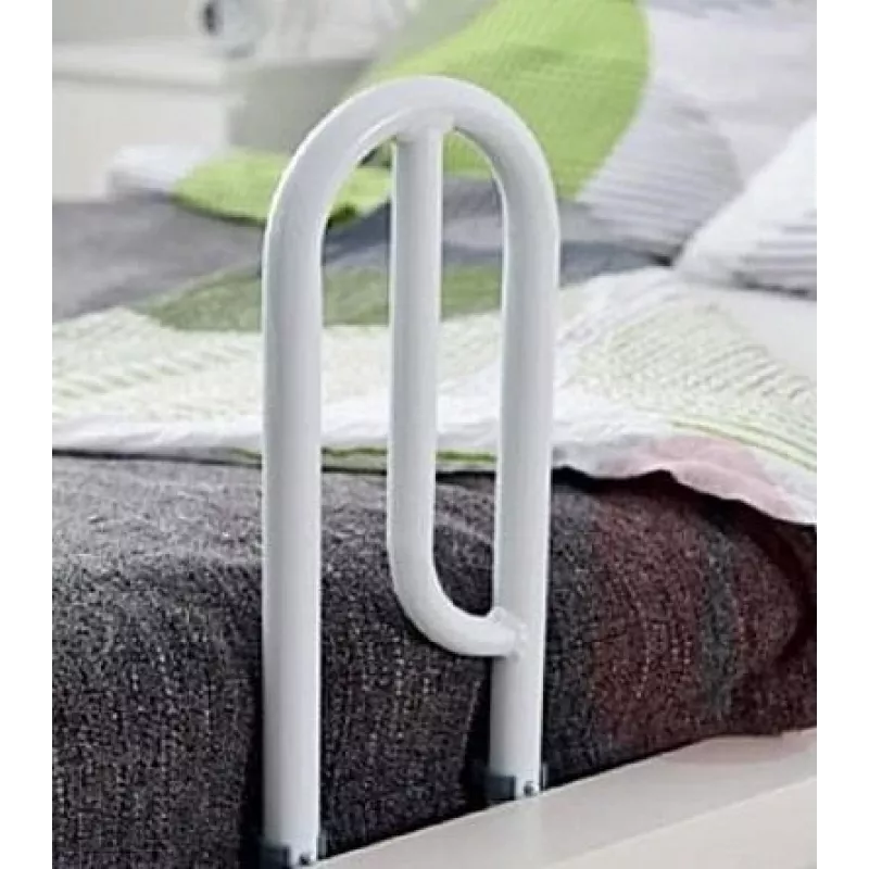 Height-adjustable bedside rail for standing assistance