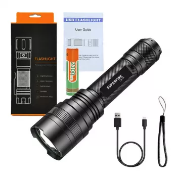 Flashlight Supfire C8-H — 1200 lm, USB rechargeable, 250 m beam