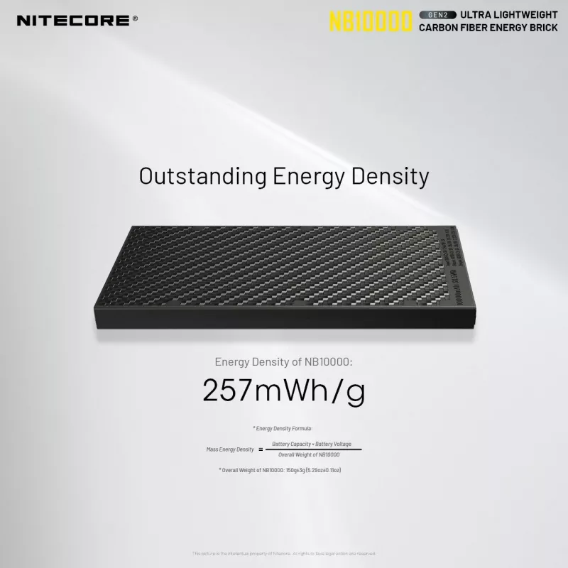 Portable Power Bank Nitecore NB10000 — 10000 mAh, USB‑A + USB‑C, 38W total output, grey