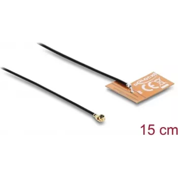 Antenna DELOCK 2.4 GHz I-PEX MHF® I plug omnidirectional 2–3 dBi with 15 cm FPC cable for internal adhesive mounting