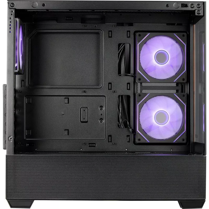 Cooler Master Elite 690 PC-Enclosure, Midi-Tower, ATX, Tempered Glass - 4x ARGB-Fan, Wood, black