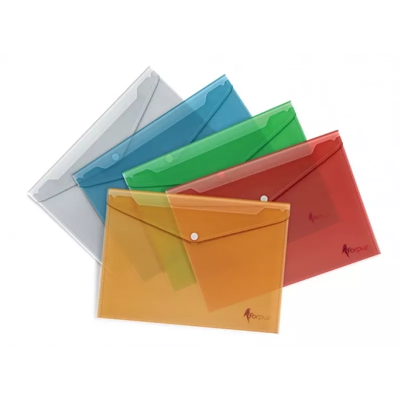 Envelope with print Forpus, A4, plastic, red, transparent