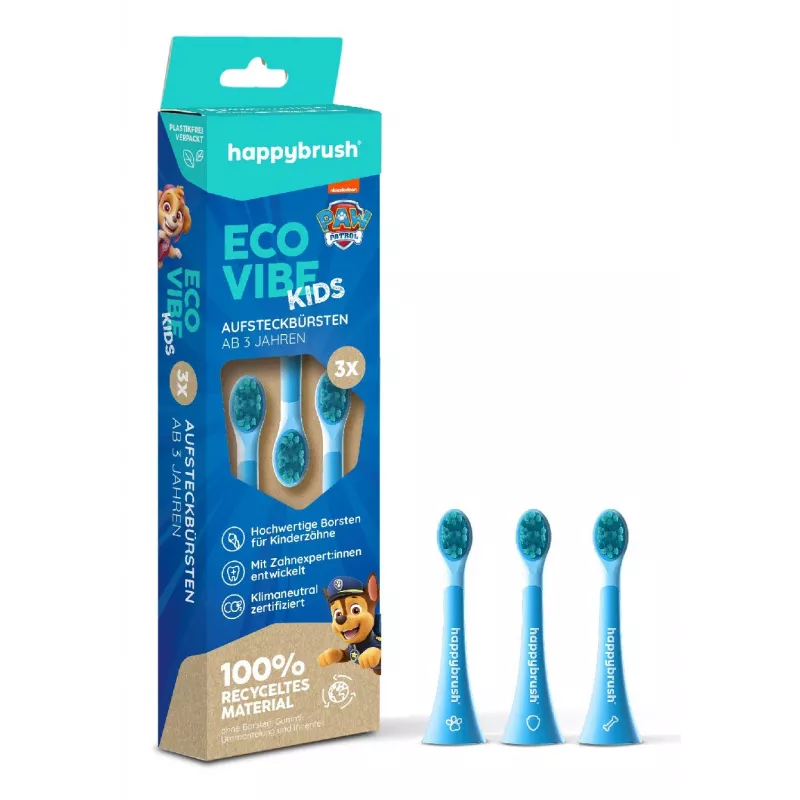 happybrush EcoVibe Kids Paw Patrol replacement brush heads, blue, 3 pcs