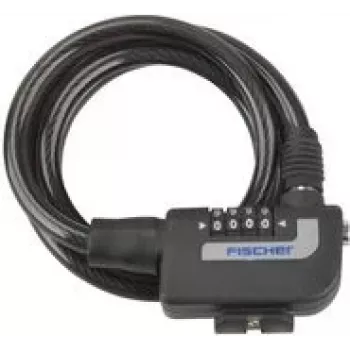 Cable lock FISCHER 85906 — 1200 mm black spiral cable with 4-digit combination