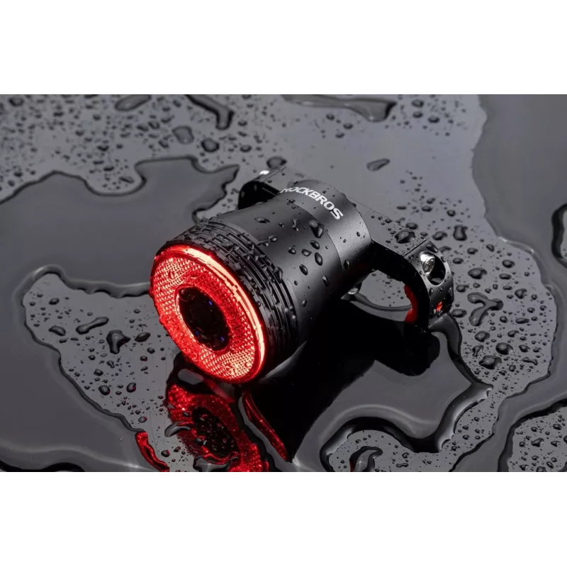 Rockbros Q5 black rear bicycle light with intelligent STOP system