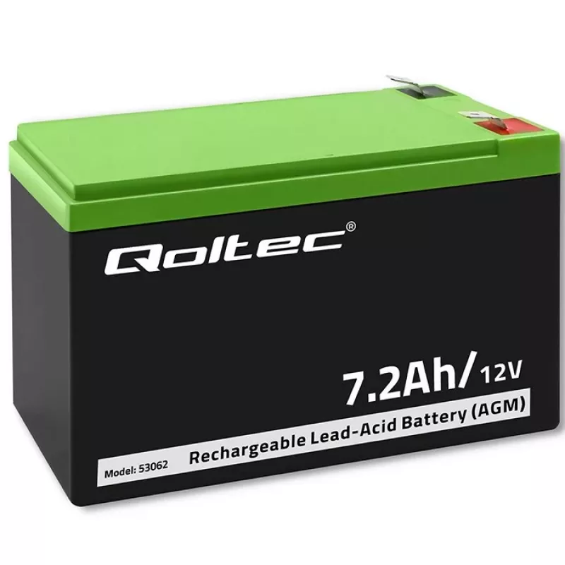 Qoltec 53062 AGM battery | 12V | 7.2 Ah | max 108A