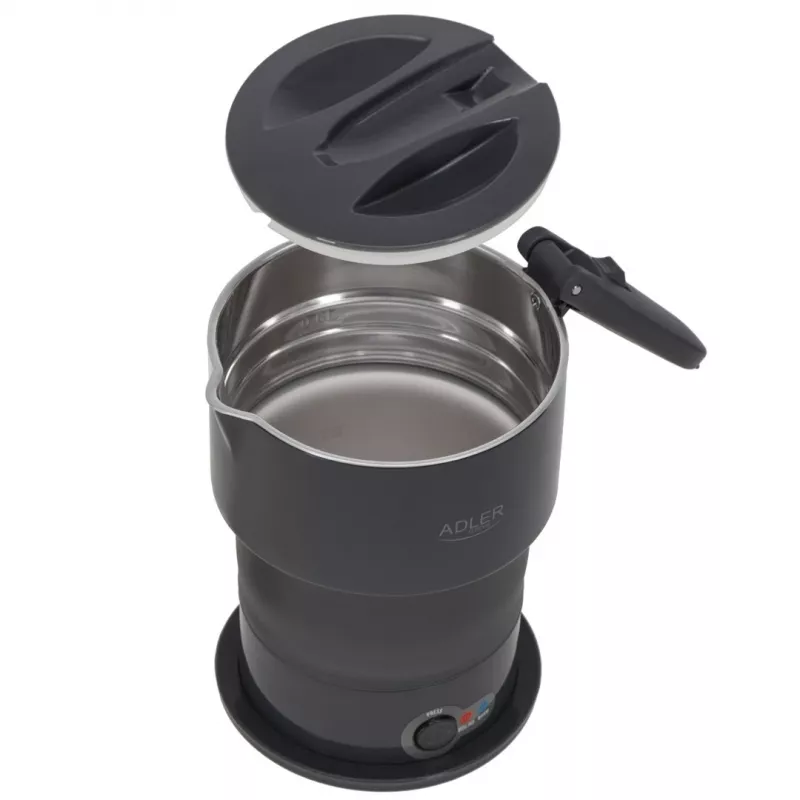 Electric kettle Adler AD 1377G, 0.6 L capacity, 600 W, grey, plastic/silicone/stainless steel
