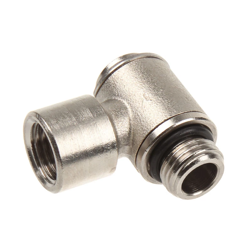 aqua computer Adapter 90 degrees G1/4 inch AG to G1/4 inch IG - Rotatable, Silver