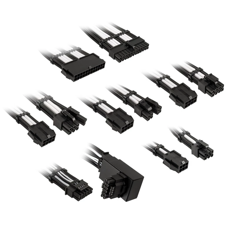 Cable extension kit Kolink Core Pro COREPRO-EK-12VT1-BWH — 12V motherboard GPU 2x6-pin, Jet Black/White